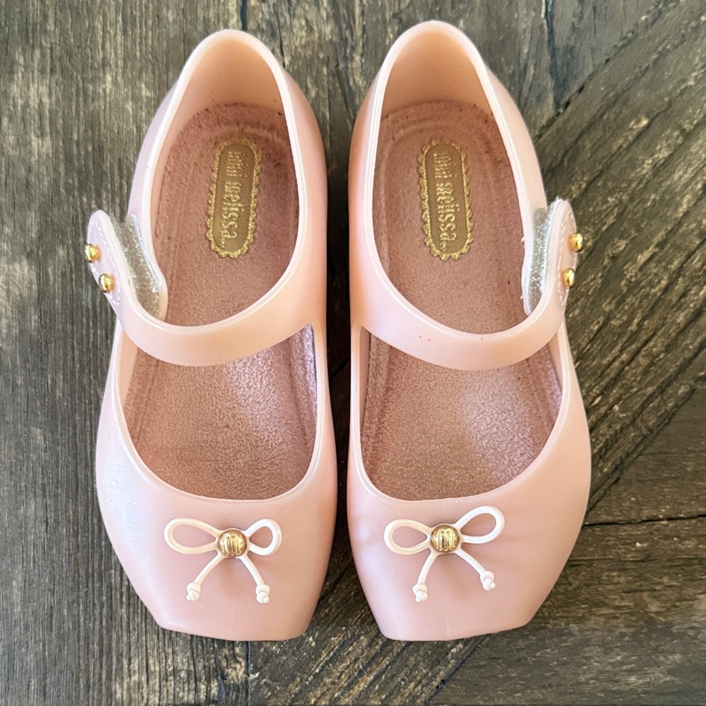 Mini Melissa Light Pink Dress Shoes with Bow Detail